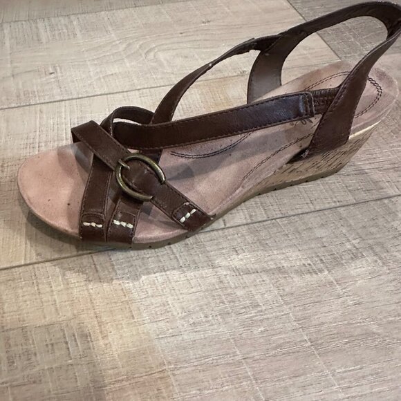 LifeStride Womens Brown Strappy Wedge Sandals 8.5M All Man-Made Materials - Picture 6 of 12